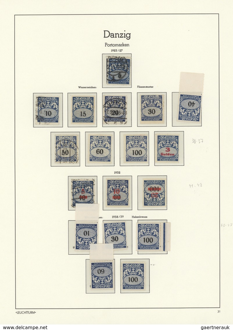 Danzig: 1920/1939, Saubere Sammlung Auf Leuchtturm-Falzlos-Vordruckblättern, Durchweg Gut Besetzt In - Autres & Non Classés