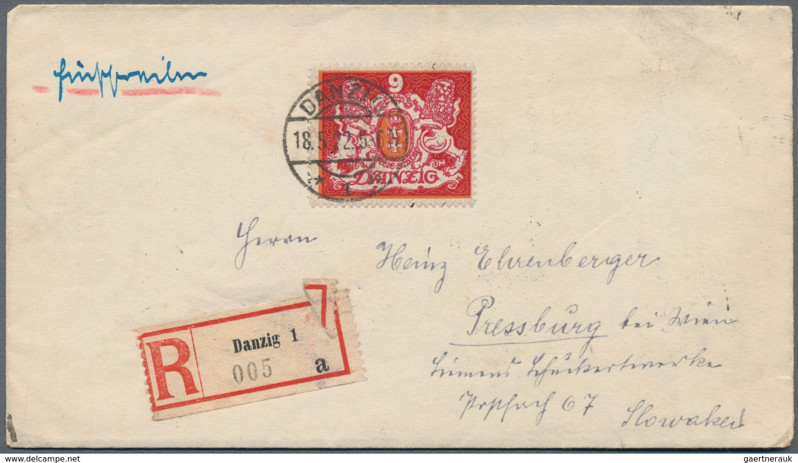 Danzig: 1920/1939, vielseitige Partie von ca. 108 Briefen und Karten mit Bedarfspost und attraktiven