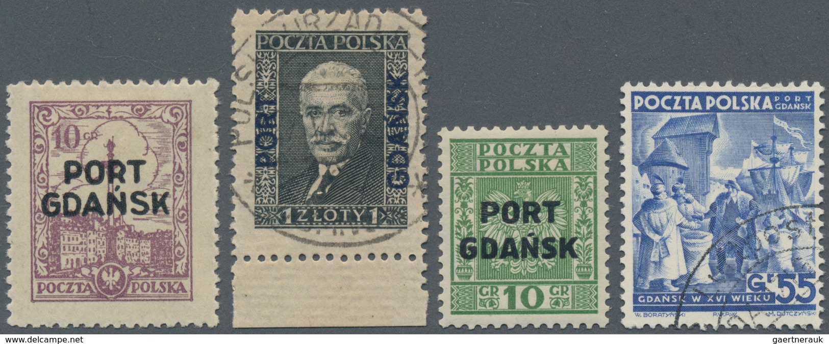 Danzig - Polnische Post (Port Gdansk): 1925/1938, Komplette, Sowohl Ungebraucht Als Auch Gestempelt - Autres & Non Classés