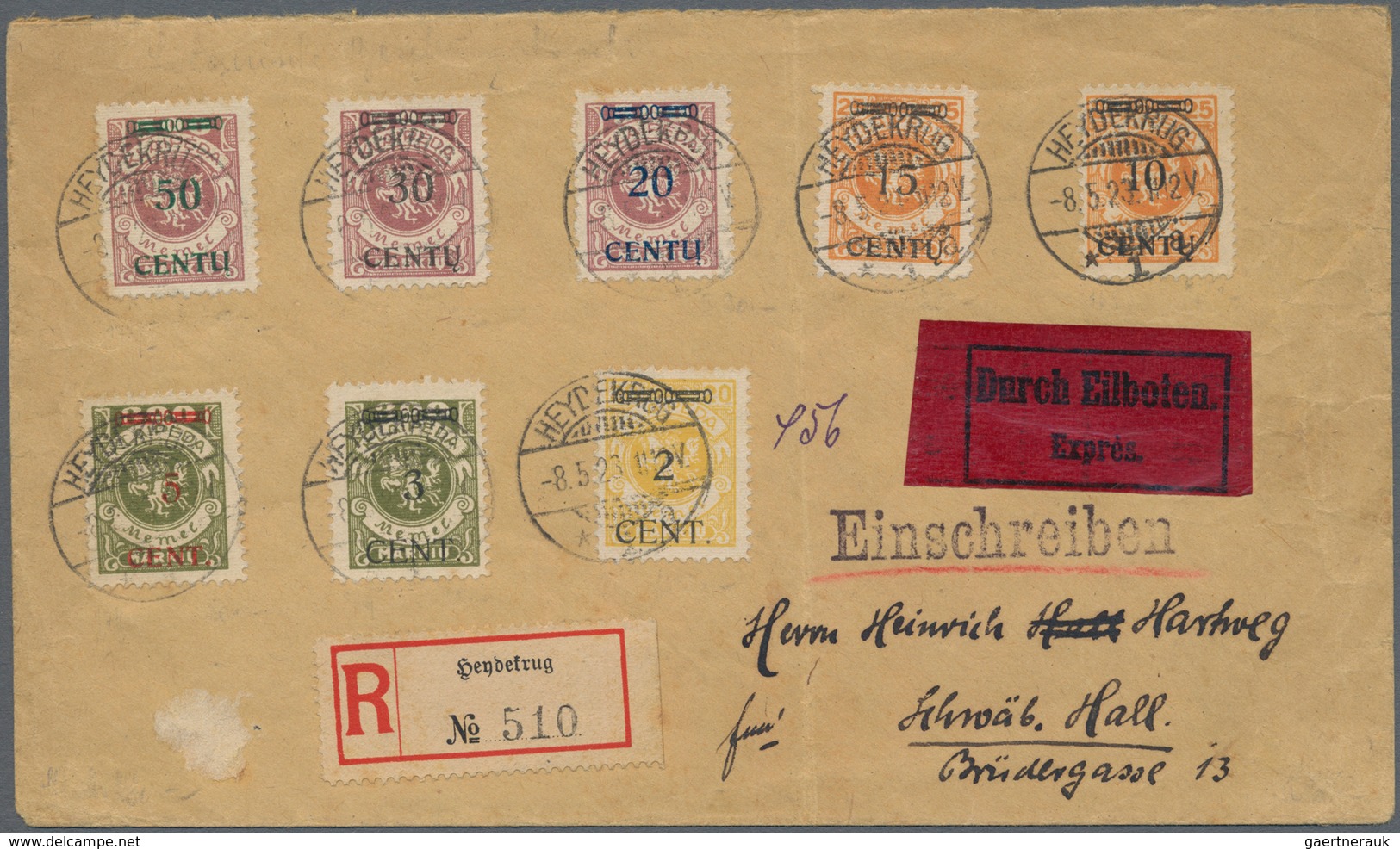 Memel: 1920/1925, umfassende Sammlung von ca. 1.020 Briefen und Karten, durchgehend gut besetzt bis