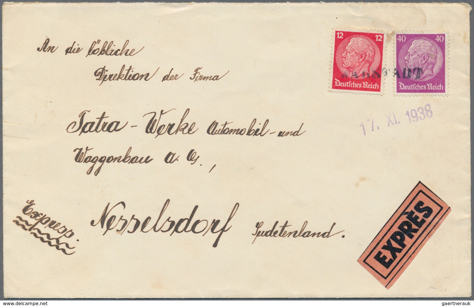 Sudetenland: 1938, Sammlung Von Ca. 97 Briefen Und Karten Mit Entprechenden Frankaturen Und Notstemp - Sudetenland