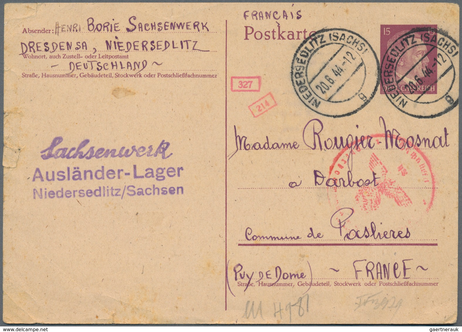 Deutsche Besetzung II. WK: 1939/1945, umfangreicher Posten von ca. 230 Belegen. Dabei Post aus bzw.