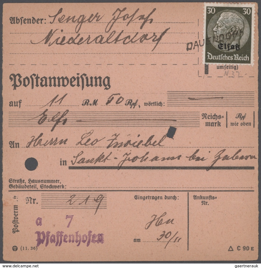 Deutsche Besetzung II. WK: 1940/1945, interessanter Posten mit 13 Belegen verschiedener Besetzungsau