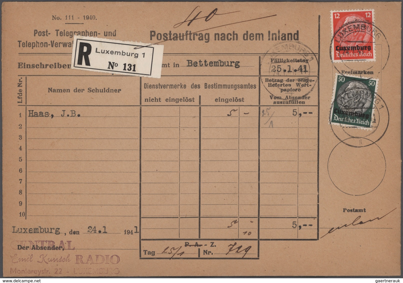 Deutsche Besetzung II. WK: 1940/1945, interessanter Posten mit 13 Belegen verschiedener Besetzungsau