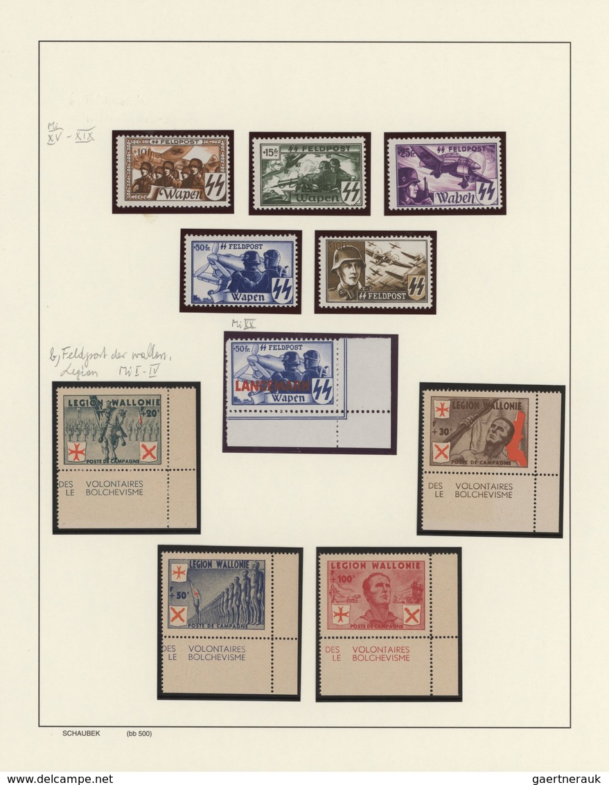 Dt. Besetzung II WK - Belgien - Flämische Legion: 1941/1944, Postfrische Sammlung Mit MiNr. I/IV Klb - Occupation 1938-45