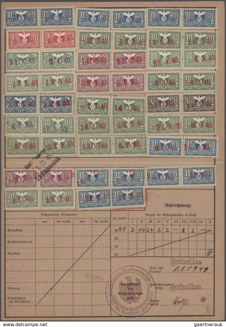 Dt. Besetzung II WK - Böhmen Und Mähren: 1939/1942, Drei Versicherungskarten Je Mit Rs. Verklebten B - Occupation 1938-45