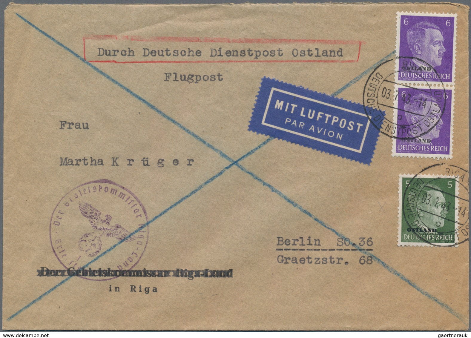 Dt. Besetzung II WK - Ostland: 1941 - 1944, Posten Von 30 Ganzstücken Mit Briefen, Ganzsachen, Ansic - Besetzungen 1938-45