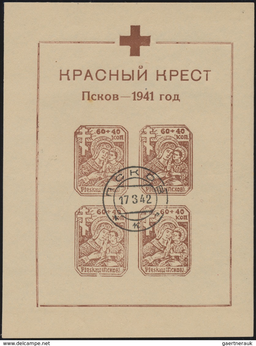 Dt. Besetzung II WK - Russland - Pleskau (Pskow): 1941/1942, Gehaltvolle Sammlung Ab Den Aufdruckmar - Occupation 1938-45