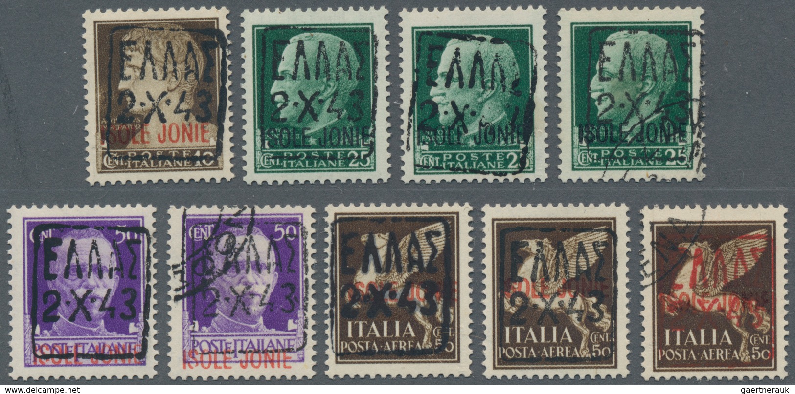 Dt. Besetzung II WK - Zante: 1943, Interessante Partie Mit 9 Marken, Dabei MiNr. I/I, 2 X 1 I, 2 I U - Besetzungen 1938-45