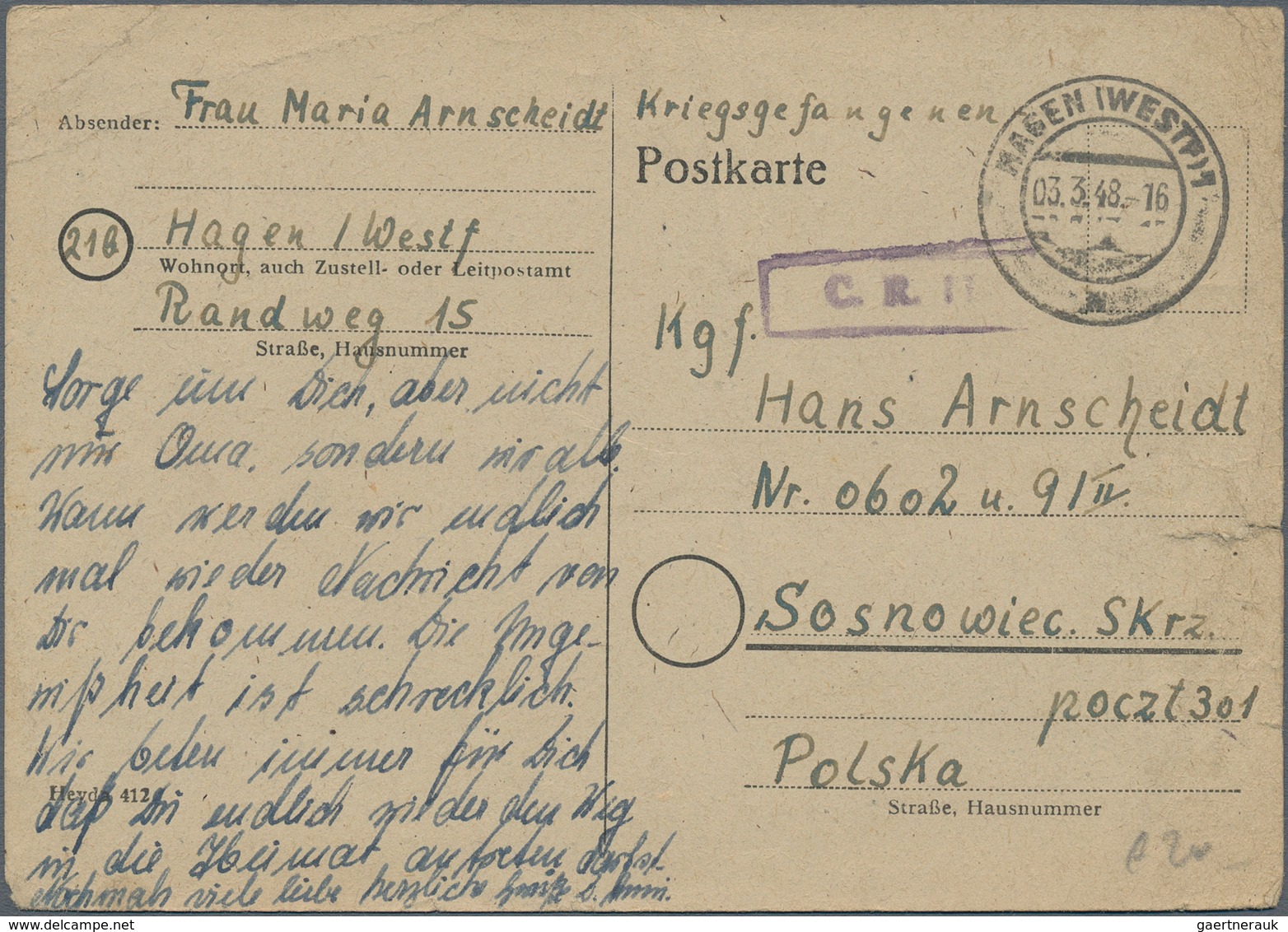 Kriegsgefangenen-Lagerpost: 1945/1956 Posten Von Ca. 400 Meist Gut Erhaltenen Belegen Kriegsgefangen - Autres & Non Classés