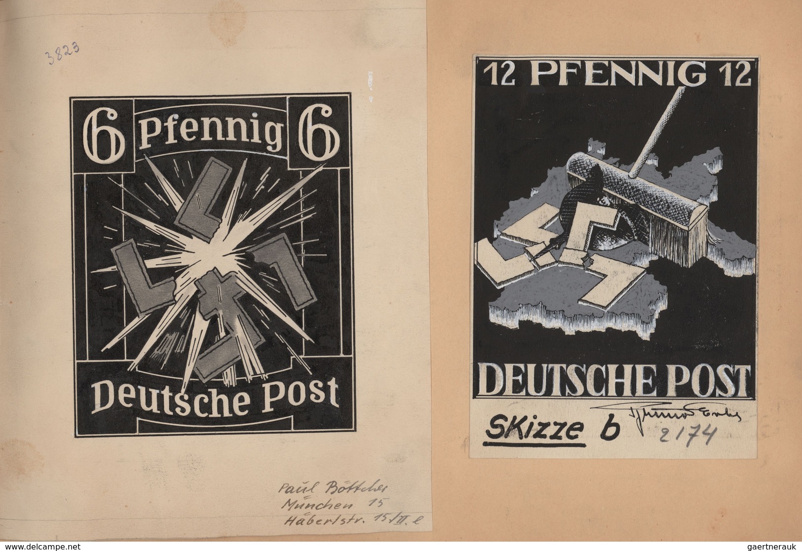 Deutschland Nach 1945: 1945/46, ENTWÜRFE, Sammlung Von Gesamt 191 Mehr Oder Minder Kunstvollen Entwü - Collections