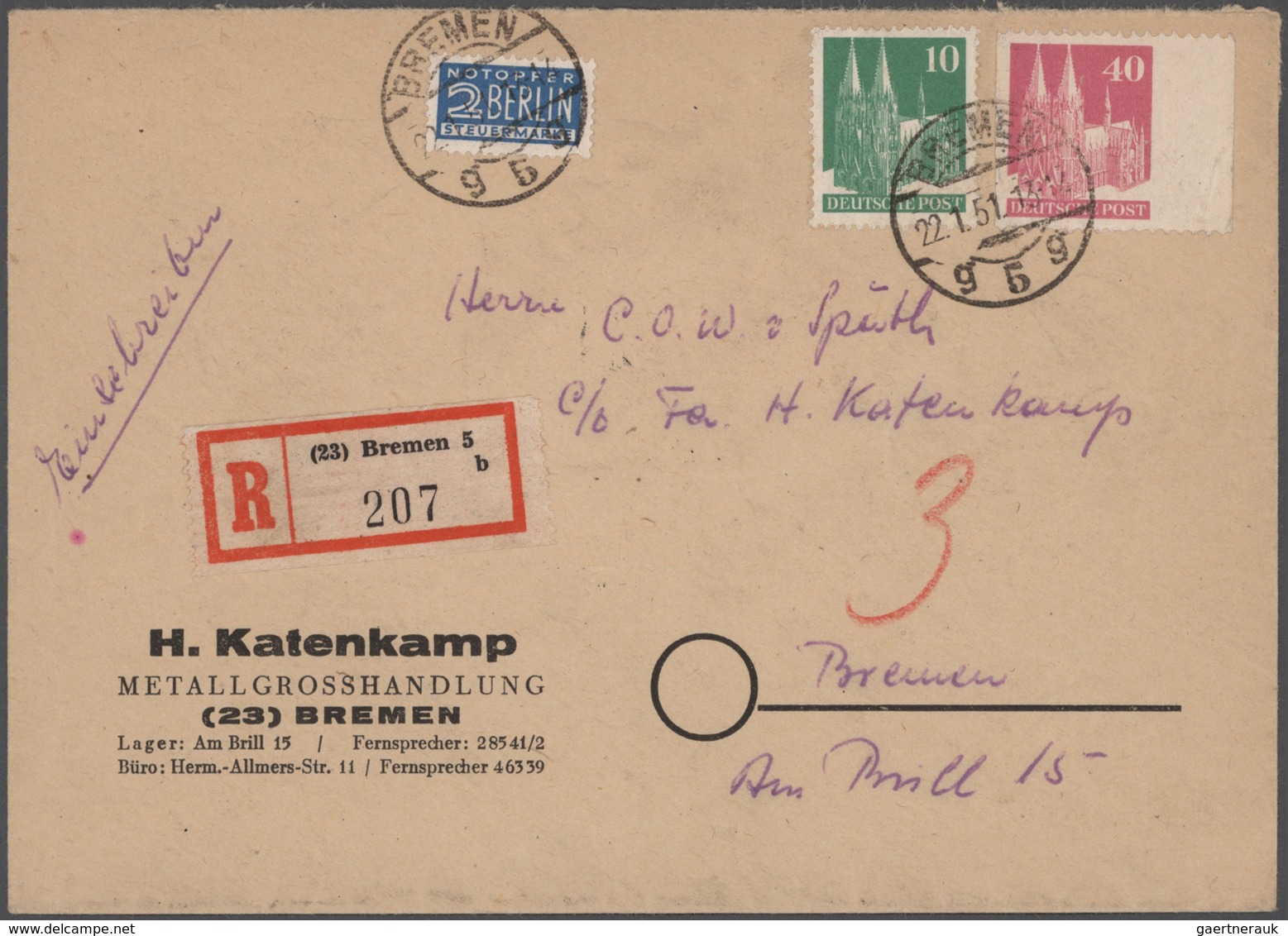 Deutschland Nach 1945: 1945-1960, Spannender Bestand Mit Rund 650 Briefen, Belegen Und Ganzsachen, D - Collections