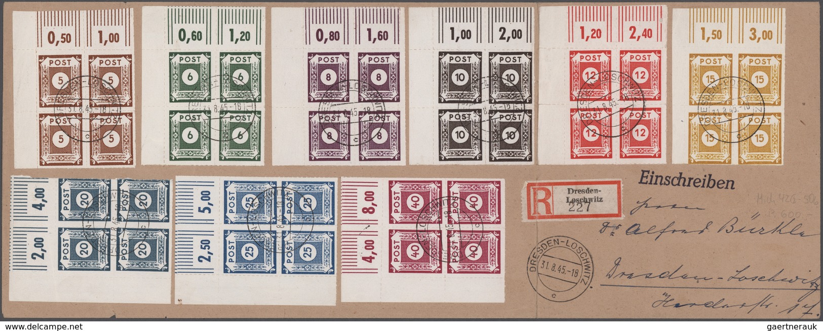 Deutschland nach 1945: 1945-1960, spannender Bestand mit rund 650 Briefen, Belegen und Ganzsachen, d