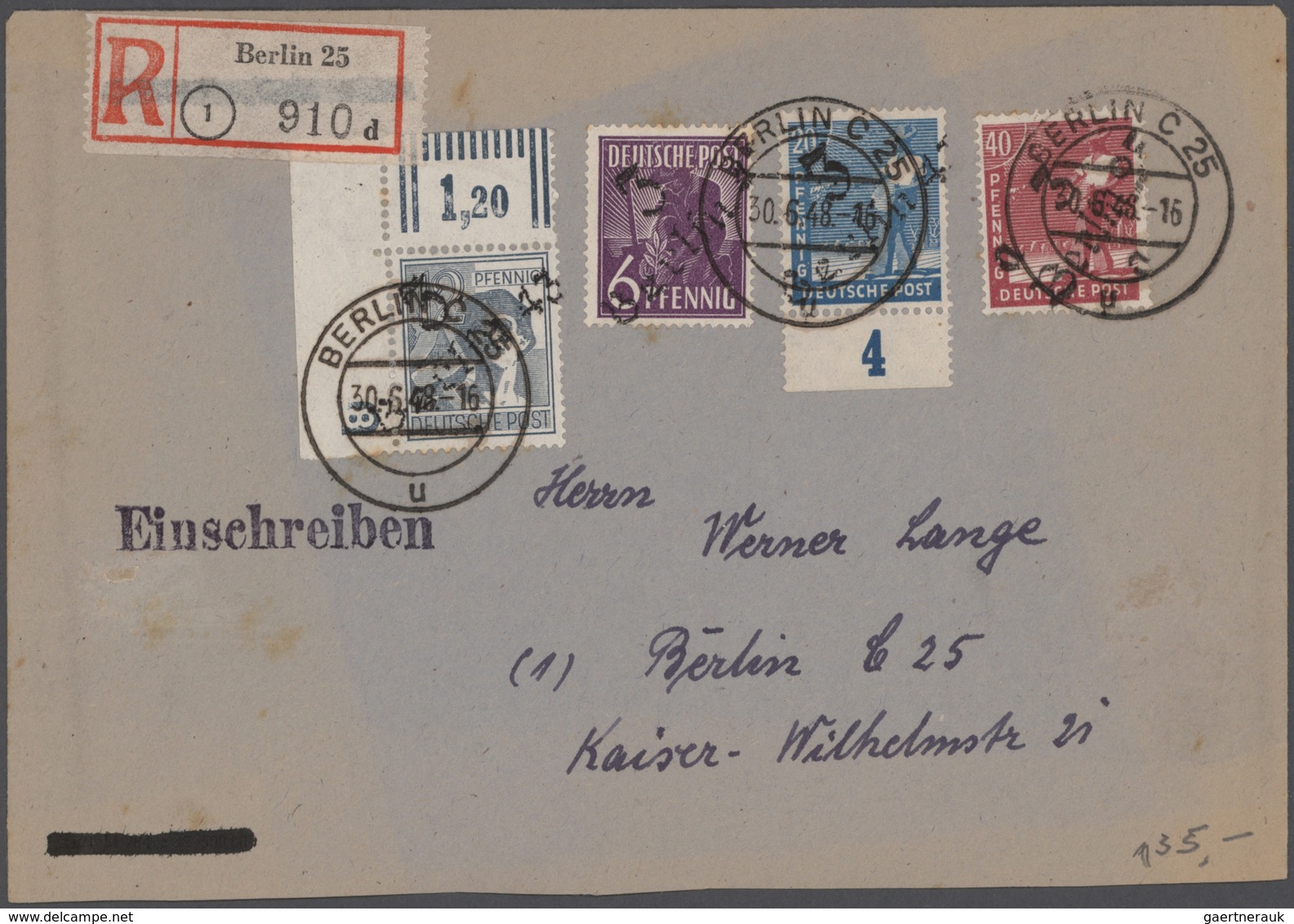 Deutschland nach 1945: 1945-1960, spannender Bestand mit rund 650 Briefen, Belegen und Ganzsachen, d