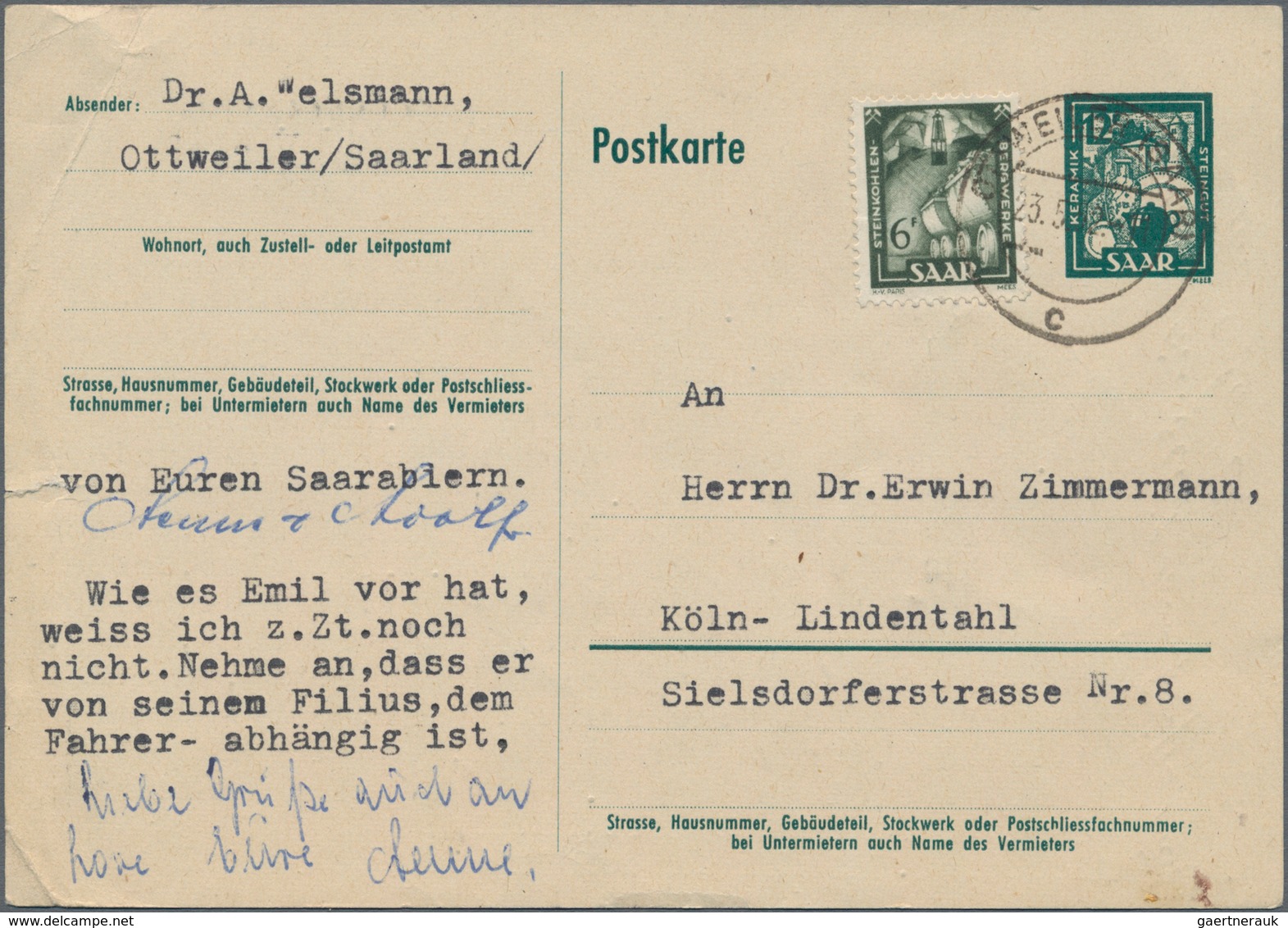 Deutschland Nach 1945: 1946/2002, Saubere Sammlung Von über 90 Bedarfsgebrauchten Ganzsachen-Karten - Collections