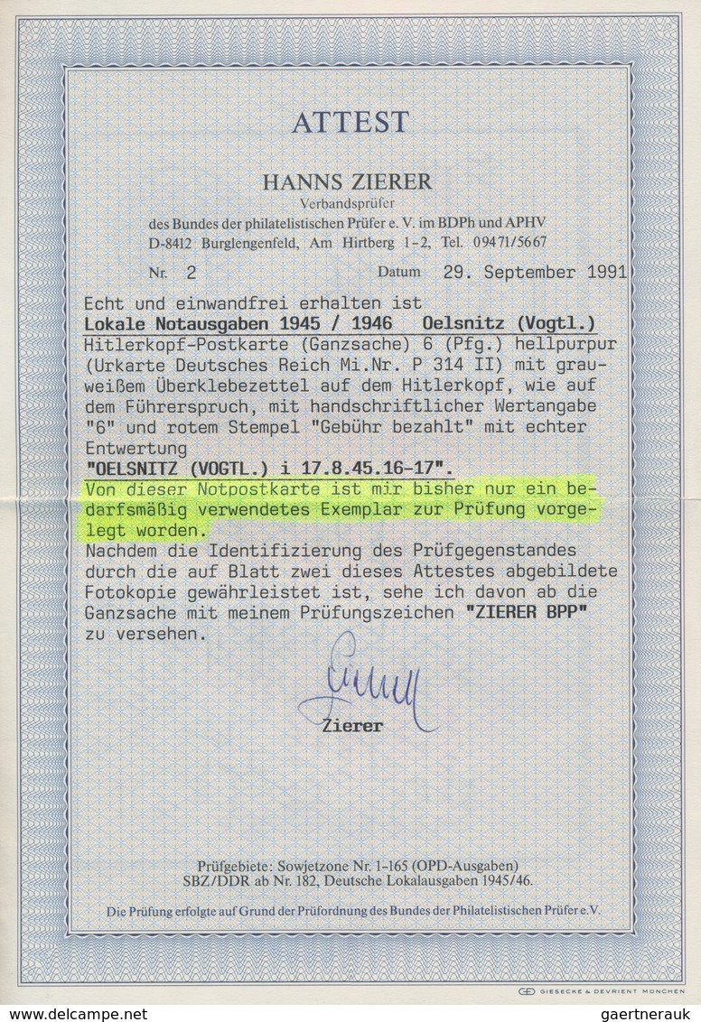 Deutsche Lokalausgaben Ab 1945: 1945, Partie Von 7 Ehemaligen Auktions-Einzellosen, Enthalten Sind: - Autres & Non Classés