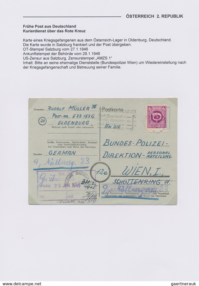 Alliierte Besetzung: 1945/1948, POSTVERKEHR Mit ÖSTERREICH: Interessante Spezialsammlung Mit Ca.30 B - Autres & Non Classés