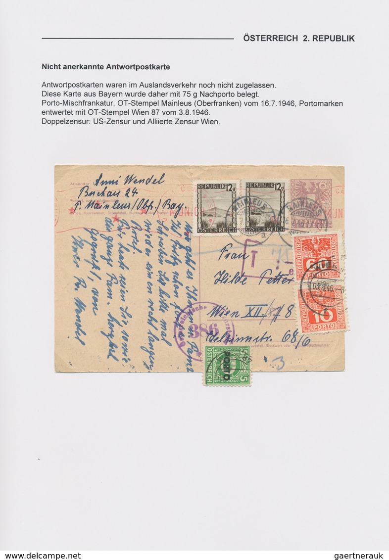 Alliierte Besetzung: 1945/1948, POSTVERKEHR Mit ÖSTERREICH: Interessante Spezialsammlung Mit Ca.30 B - Autres & Non Classés