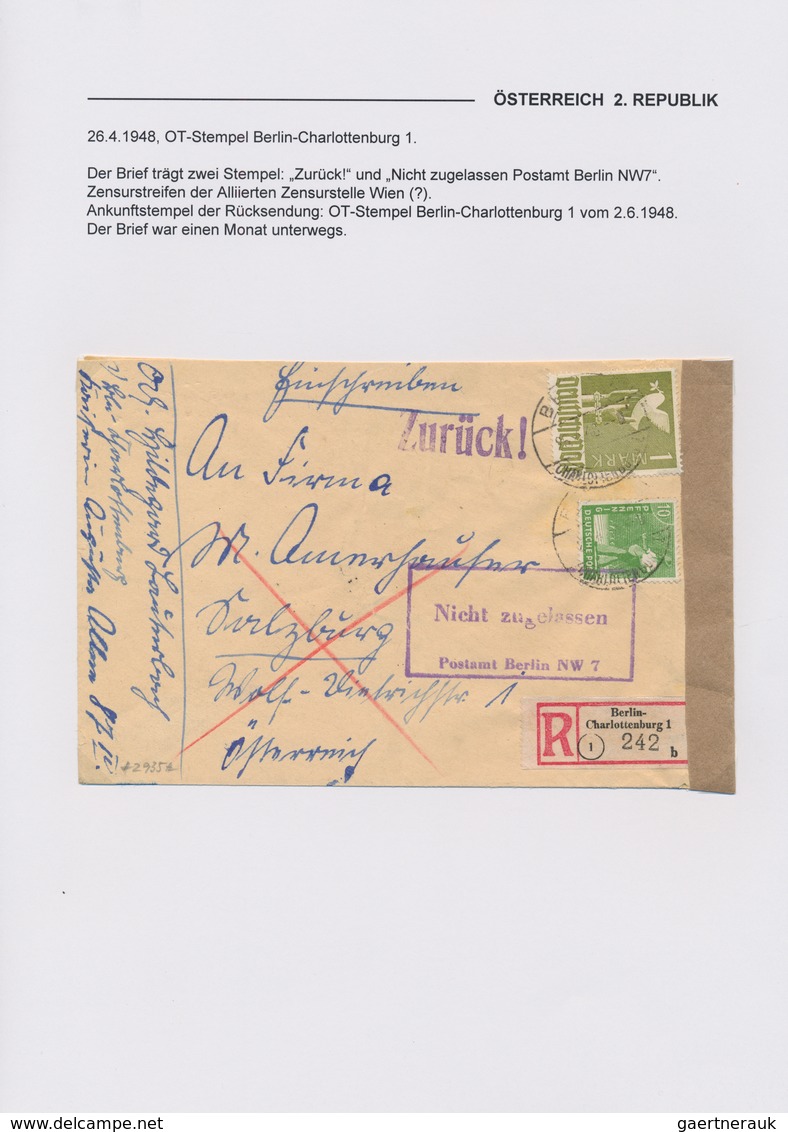 Alliierte Besetzung: 1945/1948, POSTVERKEHR Mit ÖSTERREICH: Interessante Spezialsammlung Mit Ca.30 B - Other & Unclassified