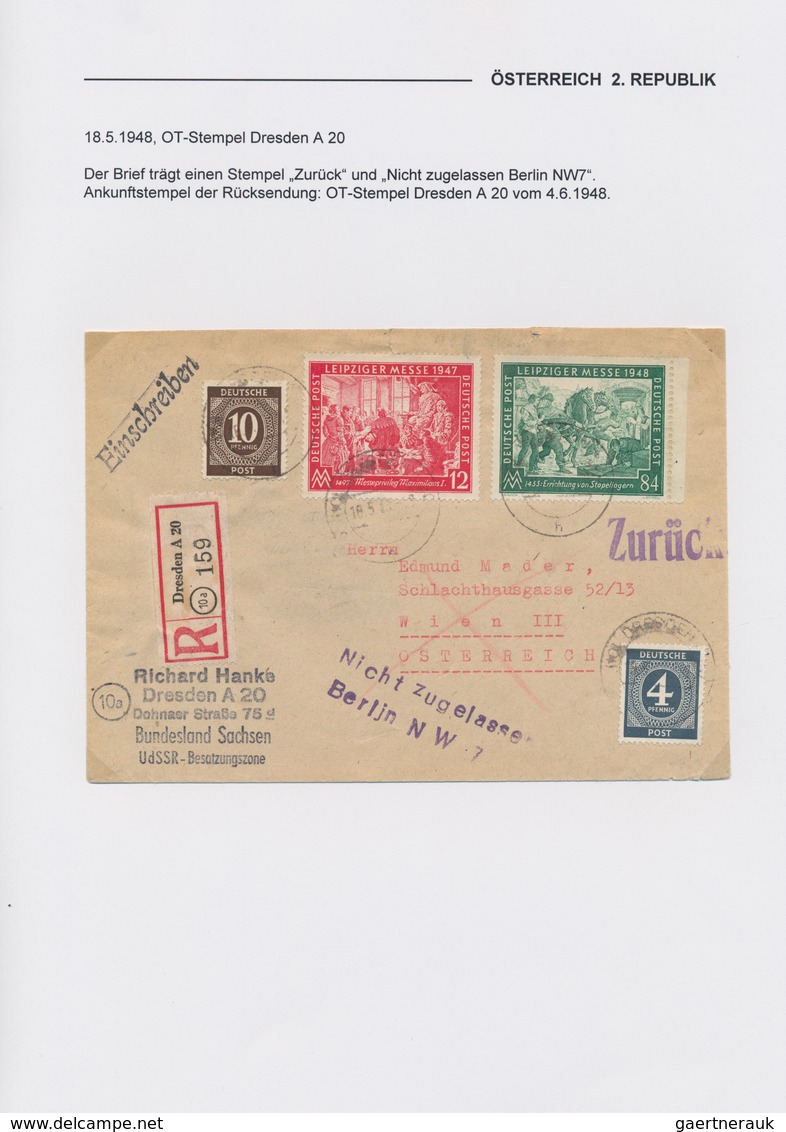 Alliierte Besetzung: 1945/1948, POSTVERKEHR Mit ÖSTERREICH: Interessante Spezialsammlung Mit Ca.30 B - Autres & Non Classés