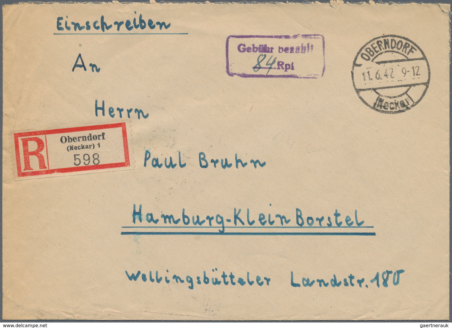 Alliierte Besetzung - Gebühr Bezahlt: 1945/1949, Württemberg Plz 14a/b, saubere Partie von ca. 173 G