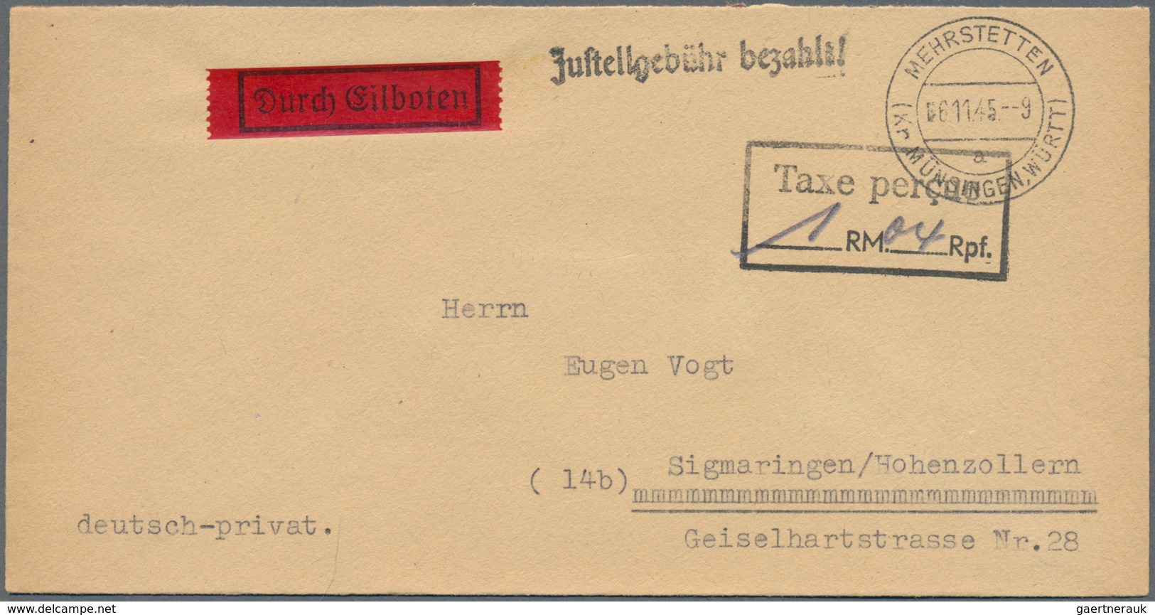 Alliierte Besetzung - Gebühr Bezahlt: 1945/1953, Württemberg (Amerikanische Und Französische Zone), - Other & Unclassified