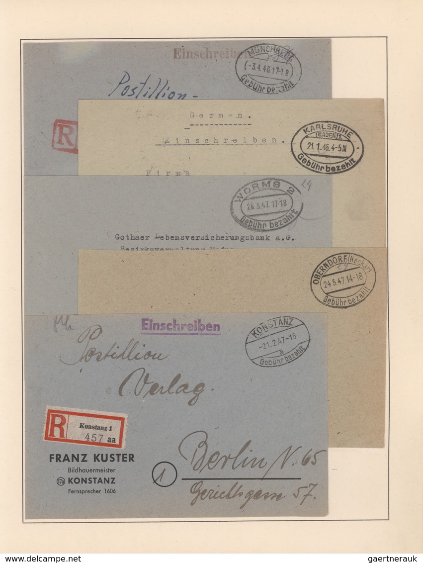 Alliierte Besetzung - Gebühr Bezahlt: 1945-1947, Sammlung mit 625 Briefen und Belegen aller Besatzun