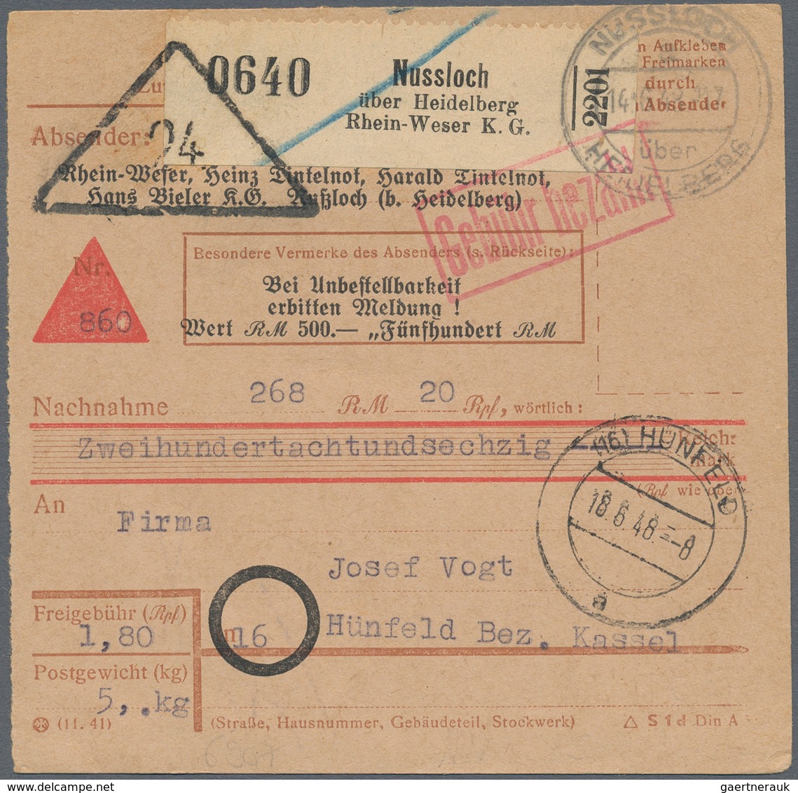 Alliierte Besetzung - Gebühr Bezahlt: 1945-1948, Partie Mit über 200 Belegen Gebühr Bezahlt, Briefe, - Other & Unclassified