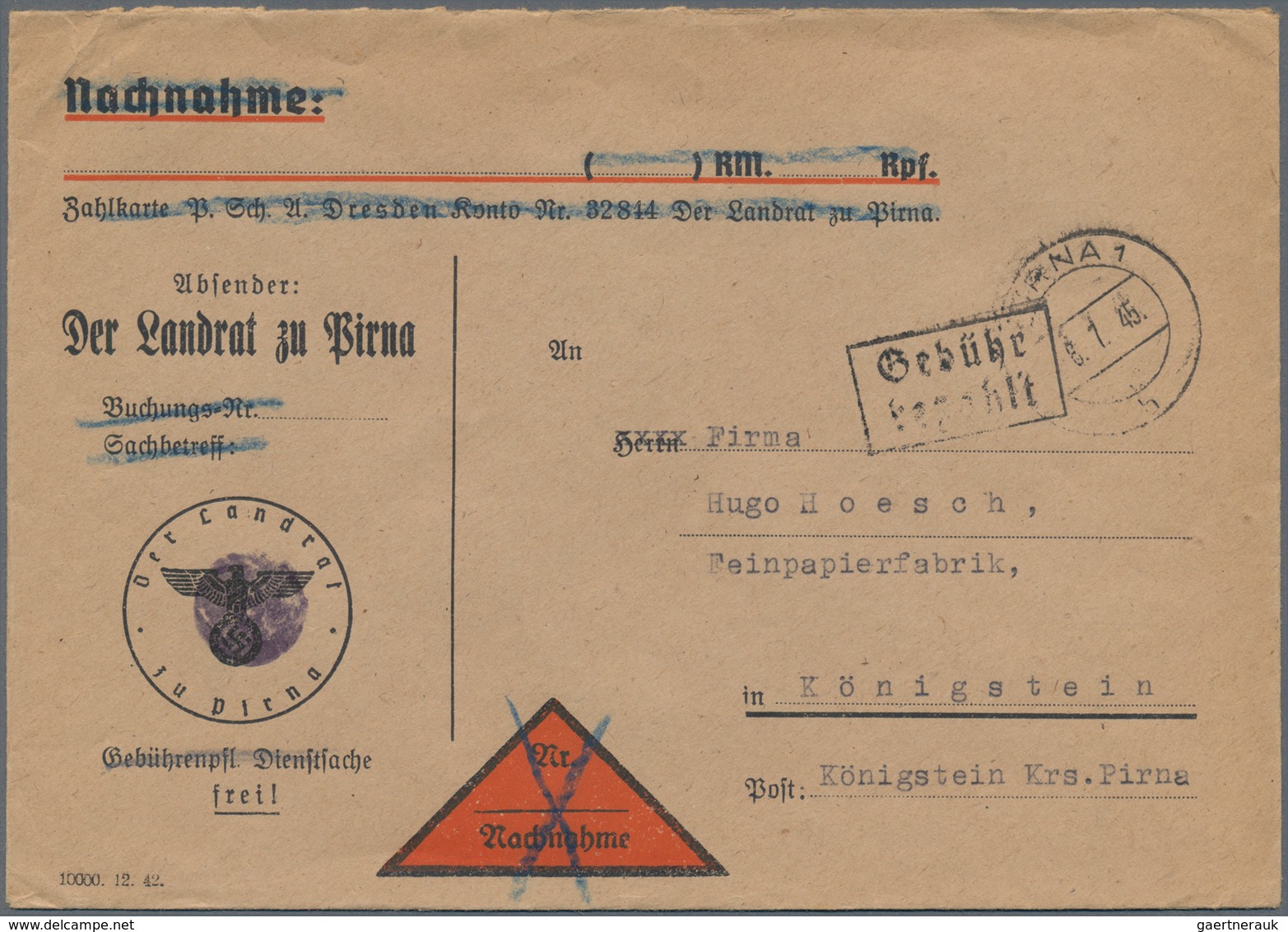 Alliierte Besetzung - Gebühr Bezahlt: Sowjetische Zone: 1945/1949, Sachsen Plz 10a, saubere Partie v