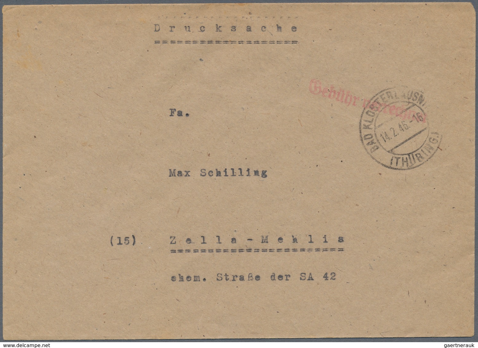 Alliierte Besetzung - Gebühr Bezahlt: Sowjetische Zone: 1945/1949, Thüringen Plz 15b, Saubere Partie - Autres & Non Classés