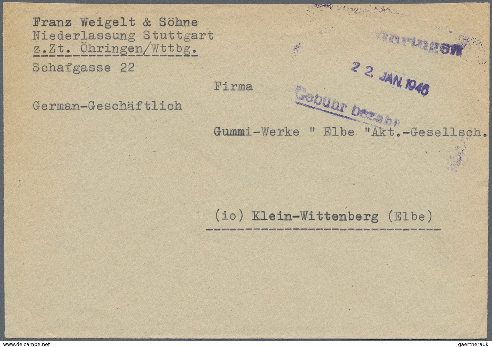 Alliierte Besetzung - Notstempel: Französische Zone: 1945/1946, Kleines, Sauberes Lot Von 10 Belegen - Other & Unclassified