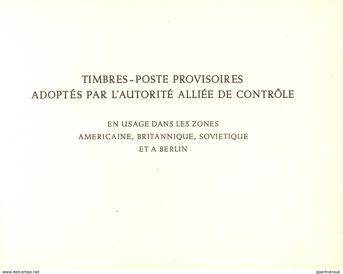 Alliierte Besetzung - Gemeinschaftsausgaben: 1947, Alliierter Kontrollrat, UPU-Jahrbuch "ALLEMAGNE 1