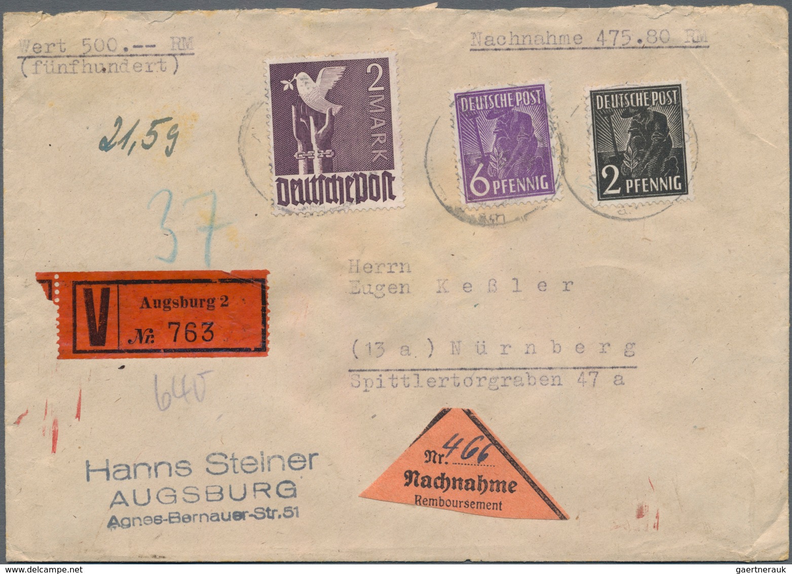 Alliierte Besetzung - Gemeinschaftsausgaben: 1947/1948, Partie Von 50 Briefen Und Karten Mit Frankat - Autres & Non Classés