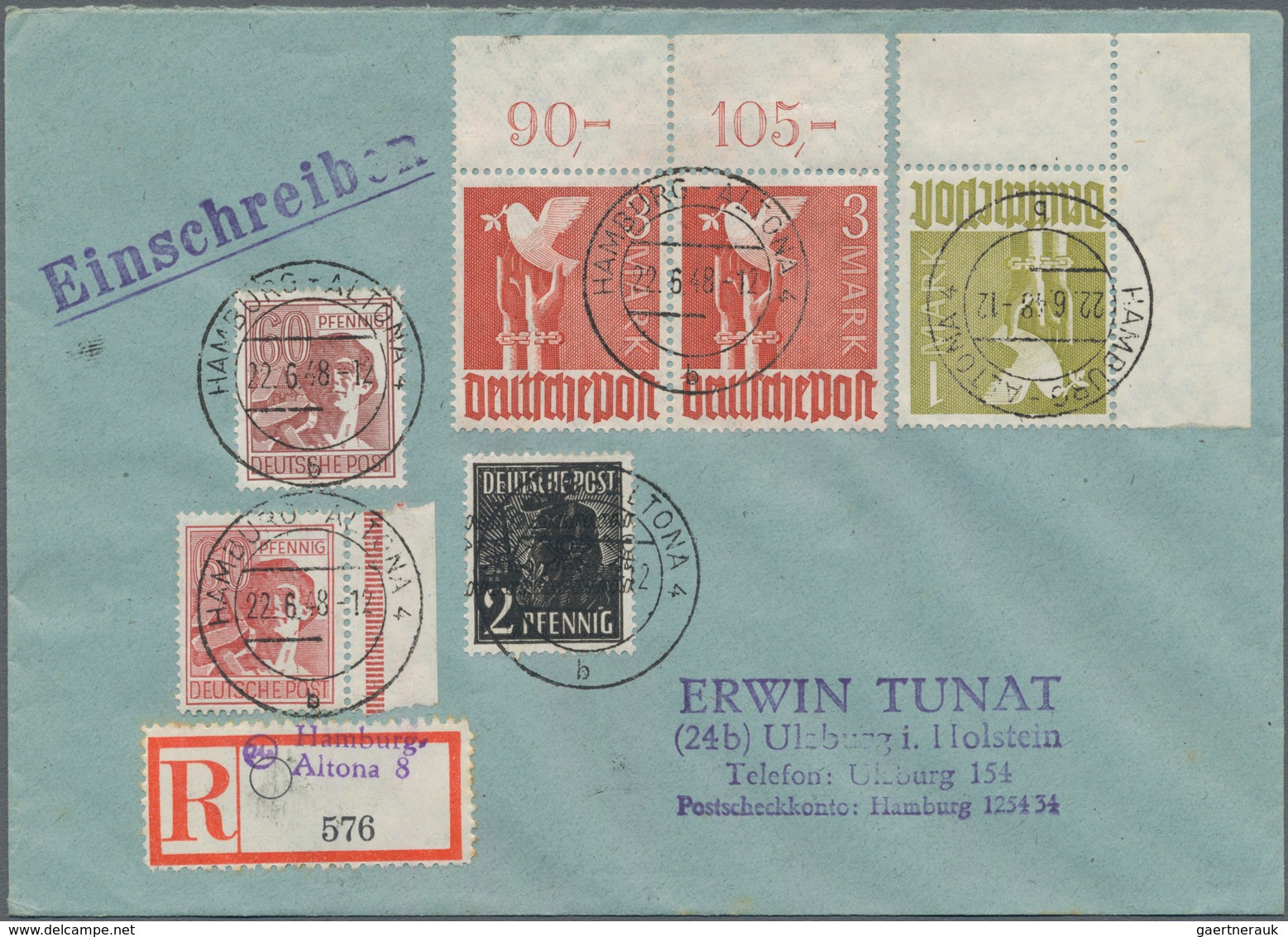 Alliierte Besetzung - Gemeinschaftsausgaben: 1947/1948, Partie von 50 Briefen und Karten mit Frankat
