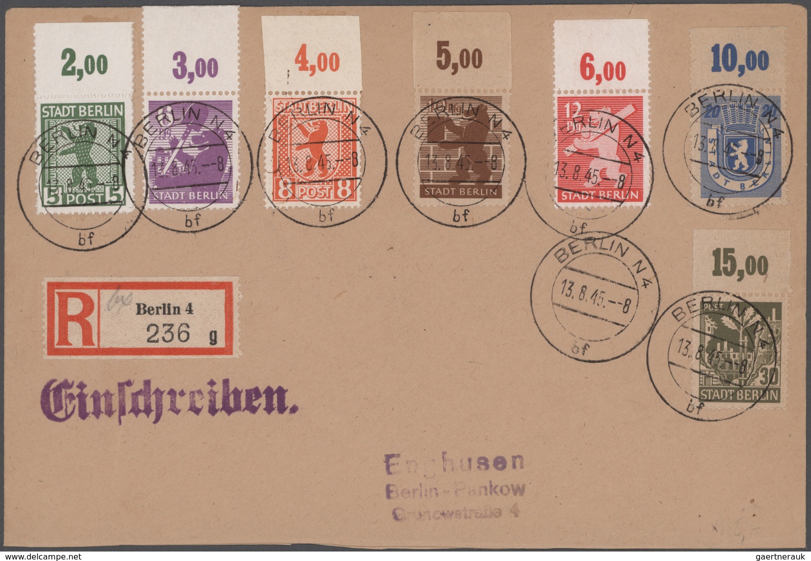 Sowjetische Zone und DDR: 1945/1968, schöner Posten von 30 Belegen Alliierte Besetzung Berlin/Brande