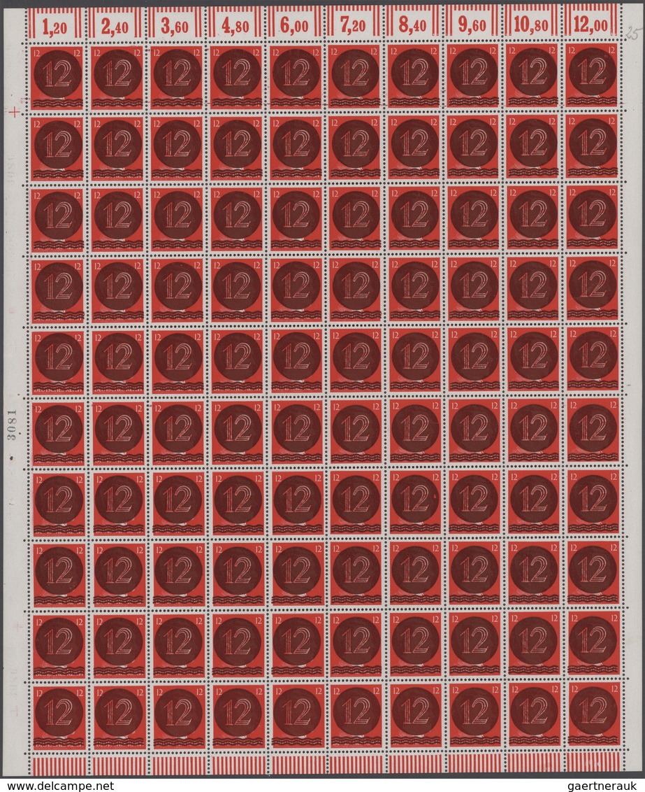 Sowjetische Zone - West-Sachsen: 1945, Holzhausen, 12 Pfg. Rot, Zwei Originalbögen Zu Je 100 Marken, - Autres & Non Classés