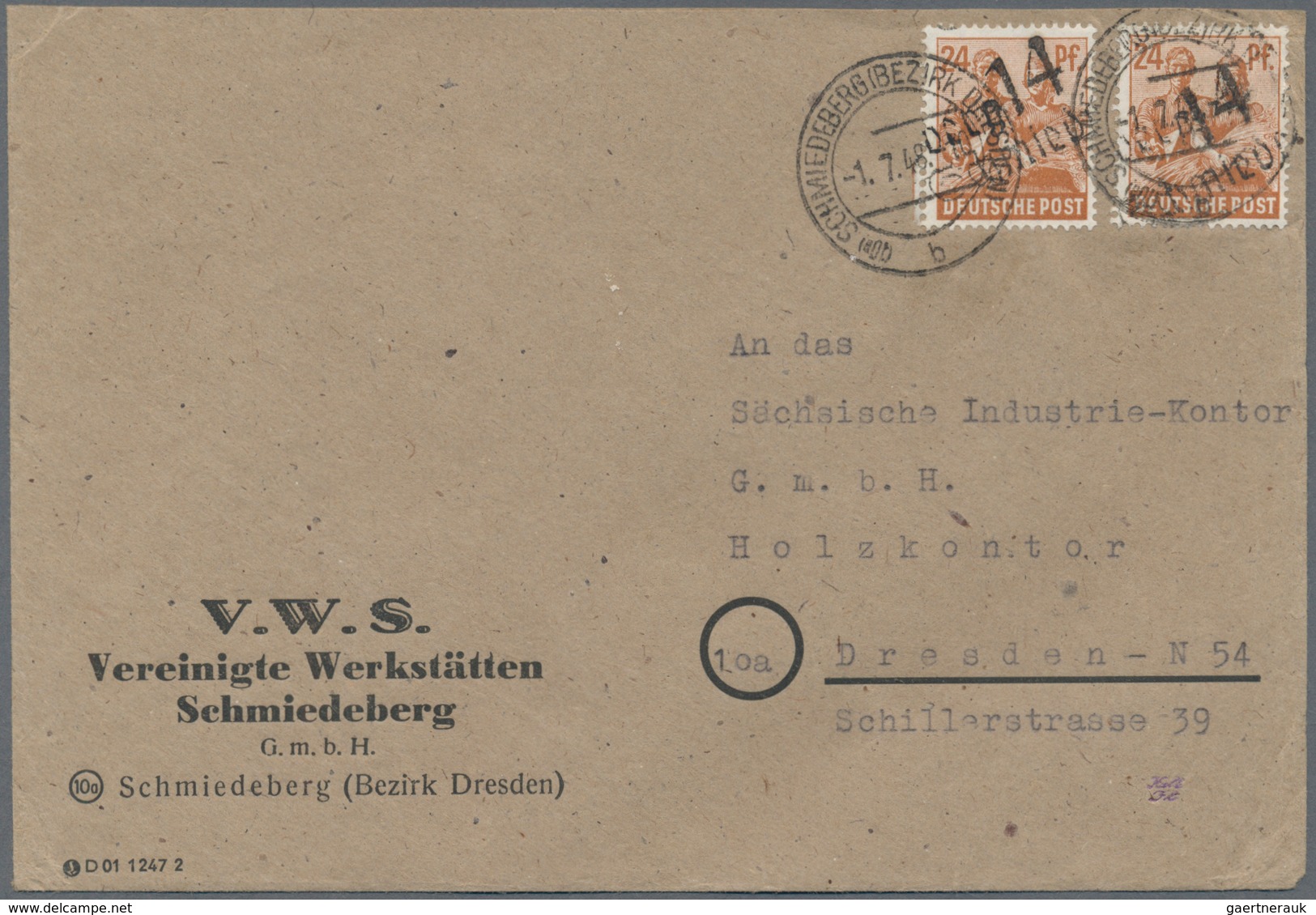 Sowjetische Zone - Bezirkshandstempel - II - Bez. 14 (Dresden): 1948, Partie Von 45 Bedarfsbriefen/- - Other & Unclassified