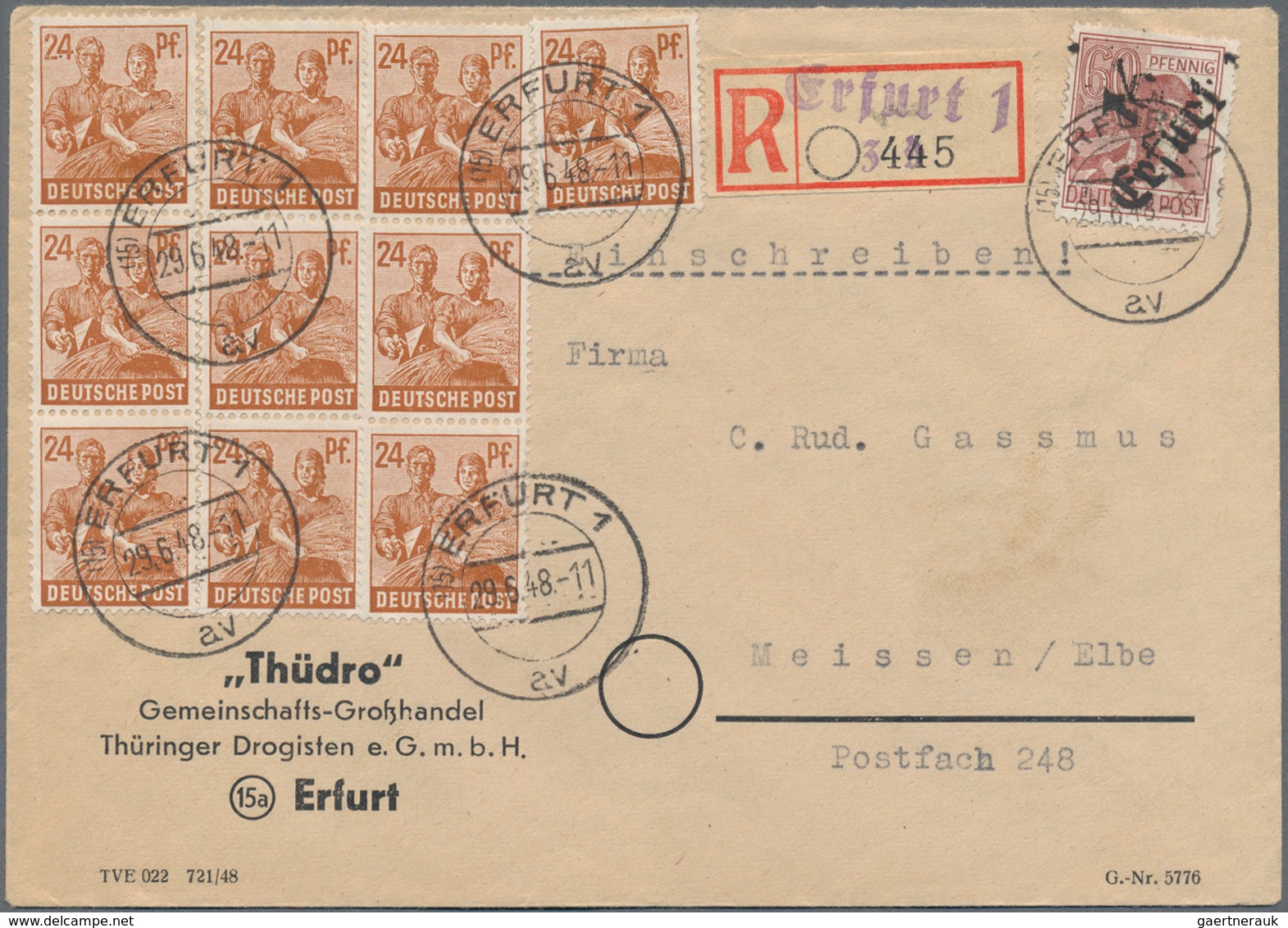 Sowjetische Zone - Bezirkshandstempel - III - Bez. 16 (Erfurt): 1948, Partie Von 29 Bedarfsbriefen/- - Other & Unclassified