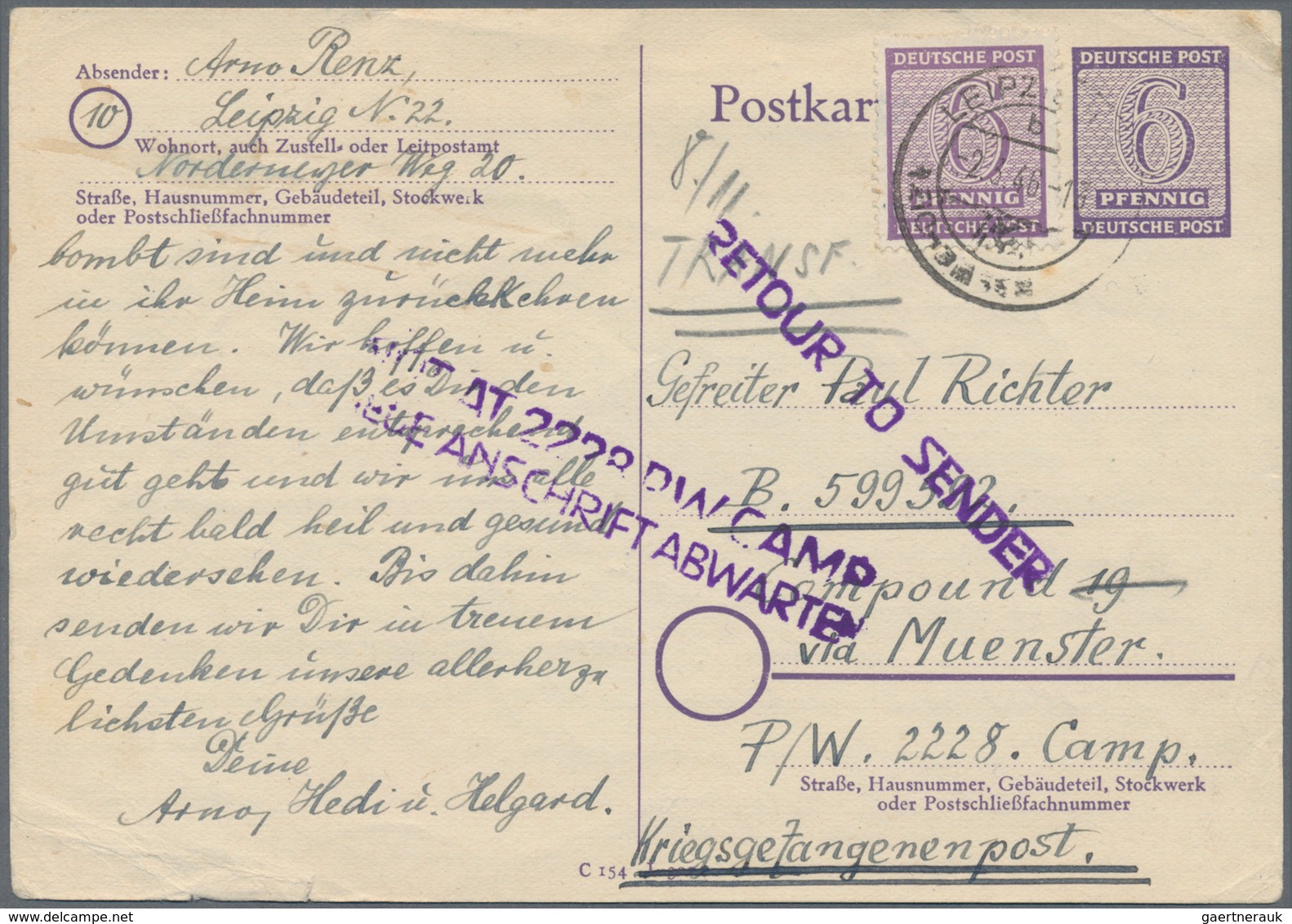Sowjetische Zone - Ganzsachen: 1945/1946, West-Sachsen, Partie Von 18 Bedarfsgebrauchten Ganzsachenk - Autres & Non Classés