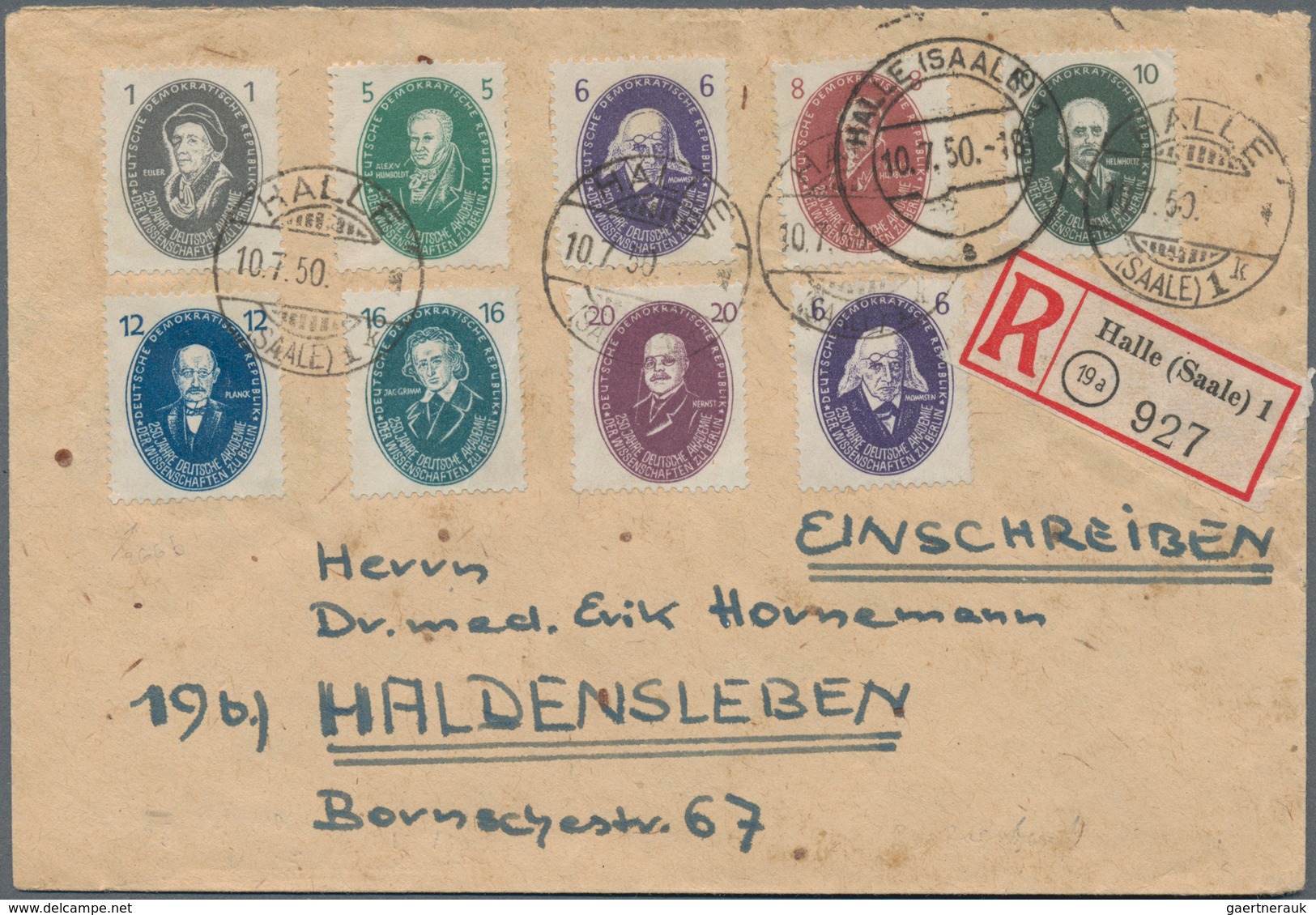 DDR: 1950-52, Vier FDC, Zwei Briefe Und Eine Postkarte, Dabei 'Akademie D. Wissenschaften' 1 Pf. Bis - Sammlungen