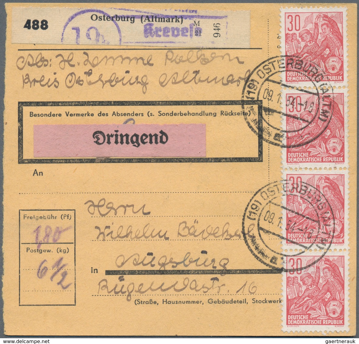 DDR: 1953/1961, meist bis 1955, Posten von ca. 250 Briefen und Karten mit Frankaturen Sondermarken u