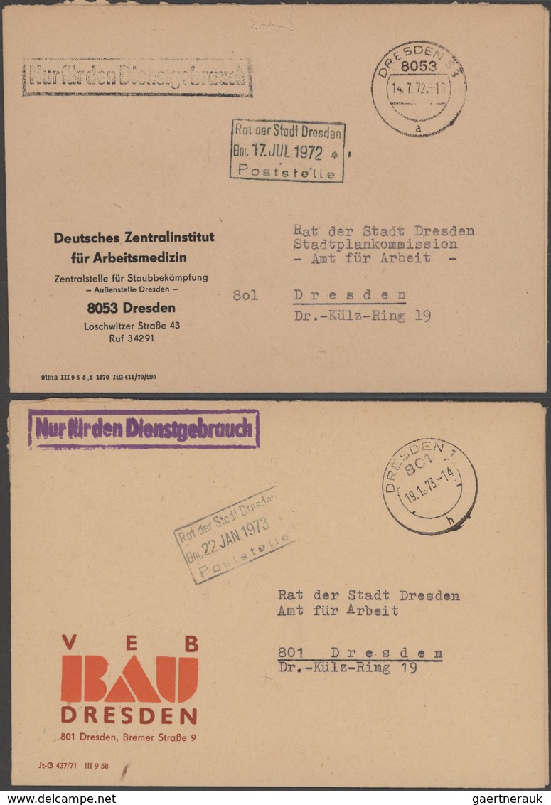 DDR - Dienstmarken: 1948/1972 (ca.), über 400 Behörder- und Geschäftsbriefe in drei Alben, einige mi