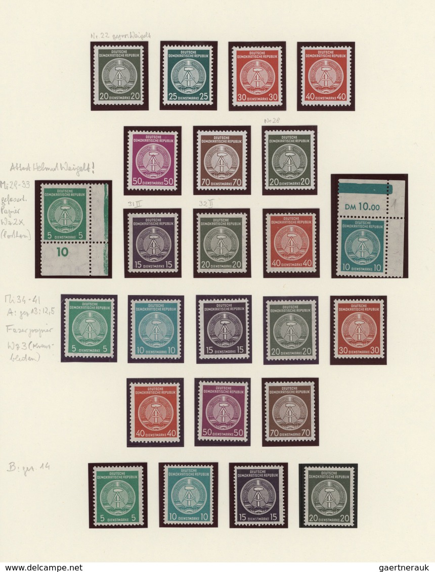 DDR - Dienstmarken: 1954/1983, Umfassende Sammlung Dienst, ZKD, Spendenmarken Und Einschreibemarken - Autres & Non Classés