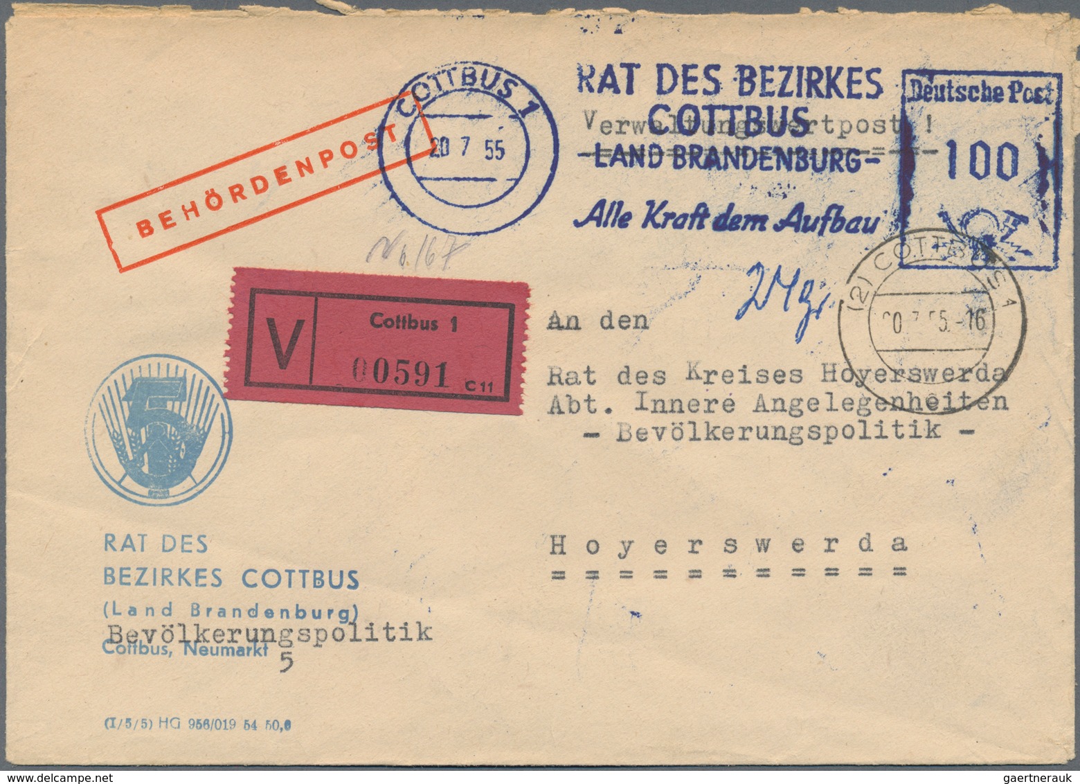 DDR - Dienstmarken: 1954/1990, Dienst Und ZKD, Vielseitiger Bestand Von Ca. 430 Briefen, Dabei Porto - Autres & Non Classés