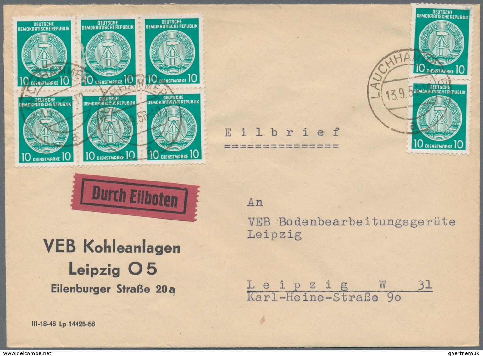 DDR - Dienstmarken: 1954/1990, Dienst und ZKD, vielseitiger Bestand von ca. 430 Briefen, dabei Porto