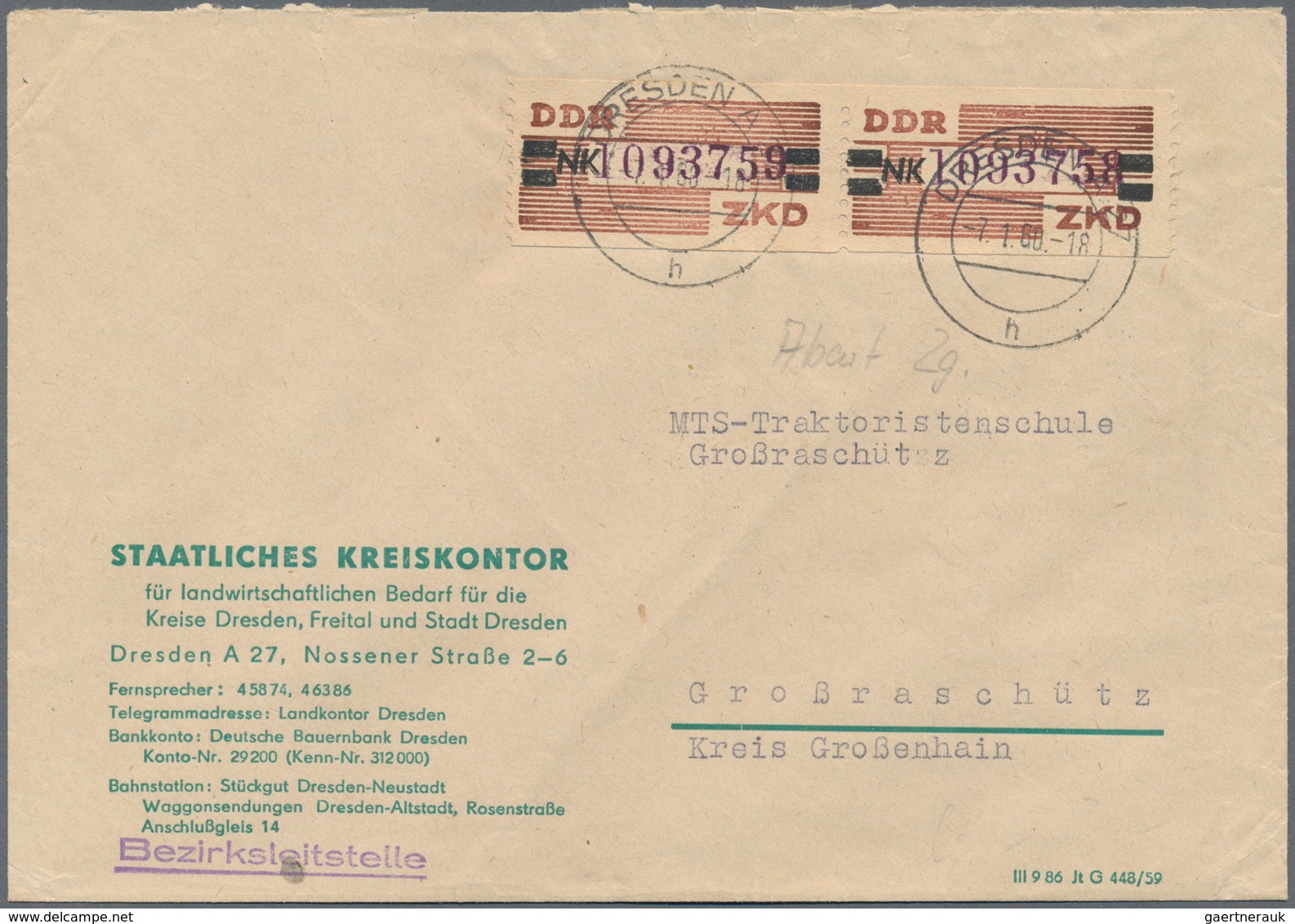 DDR - Dienstmarken: 1954/1990, Dienst und ZKD, vielseitiger Bestand von ca. 430 Briefen, dabei Porto