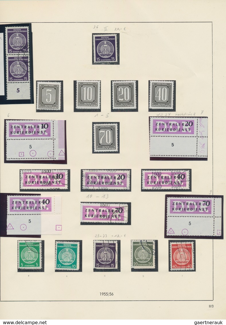 DDR - Dienstmarken: 1954/1990, Postfrische Und Gestempelte Sammlung Dienst Und ZKD Im Safe-Ringbinde - Autres & Non Classés