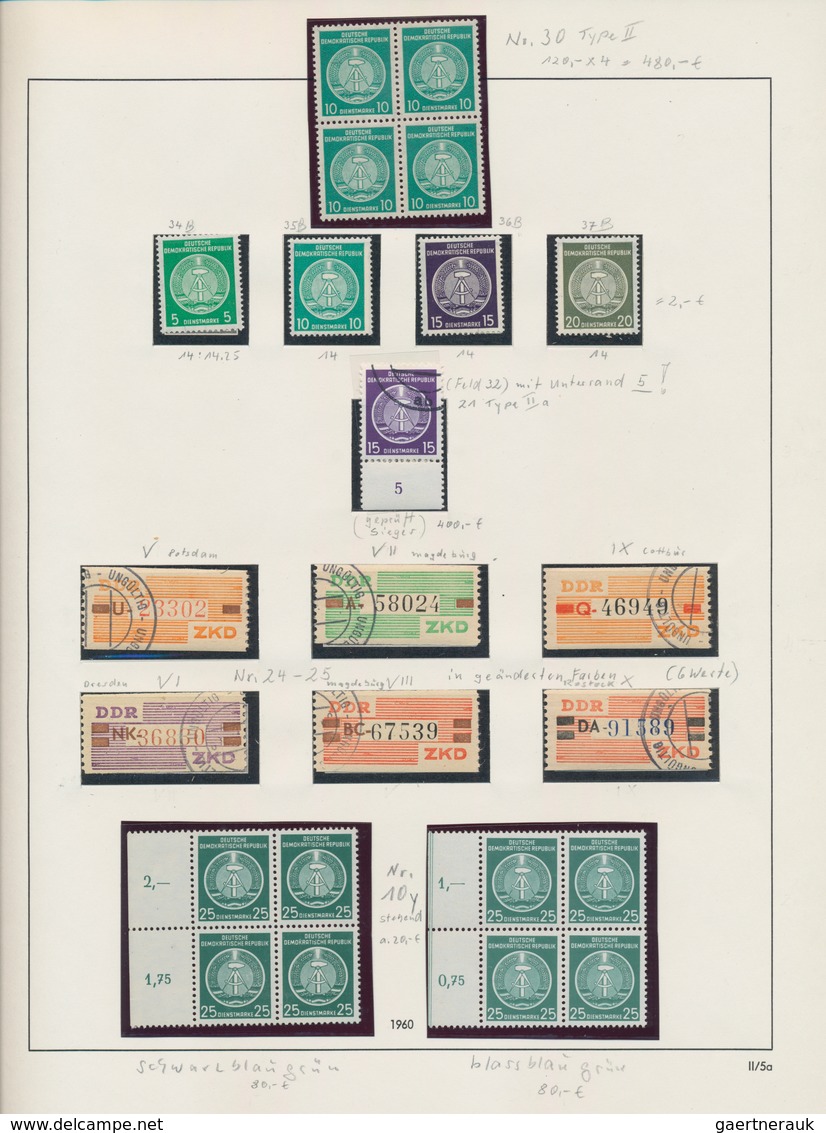 DDR - Dienstmarken: 1954/1990, Postfrische Und Gestempelte Sammlung Dienst Und ZKD Im Safe-Ringbinde - Other & Unclassified