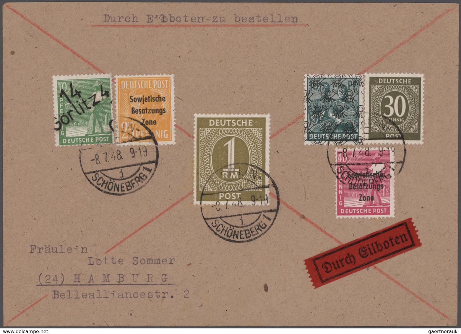 Berlin: 1948/1966, Schöner Posten Von 23 Einzel-, Mehrfach- Und Mischfrankaturen, Beginnend Mit Zwei - Unused Stamps