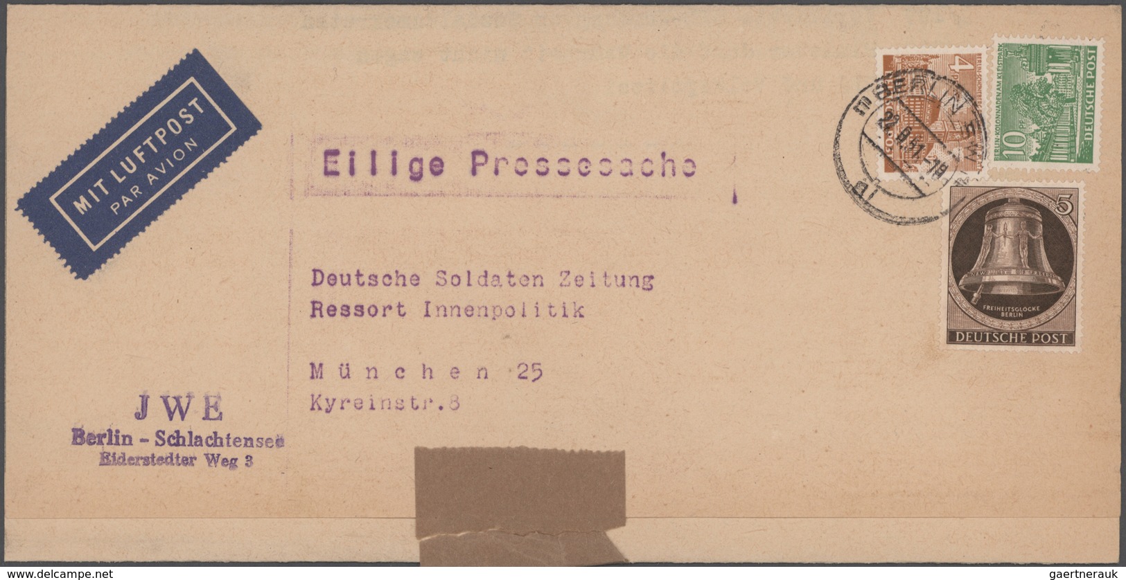 Berlin: 1948/1966, Schöner Posten Von 23 Einzel-, Mehrfach- Und Mischfrankaturen, Beginnend Mit Zwei - Unused Stamps